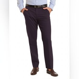 Haggar Clothing mens casual dark blue work pants, 2 pleat trousers